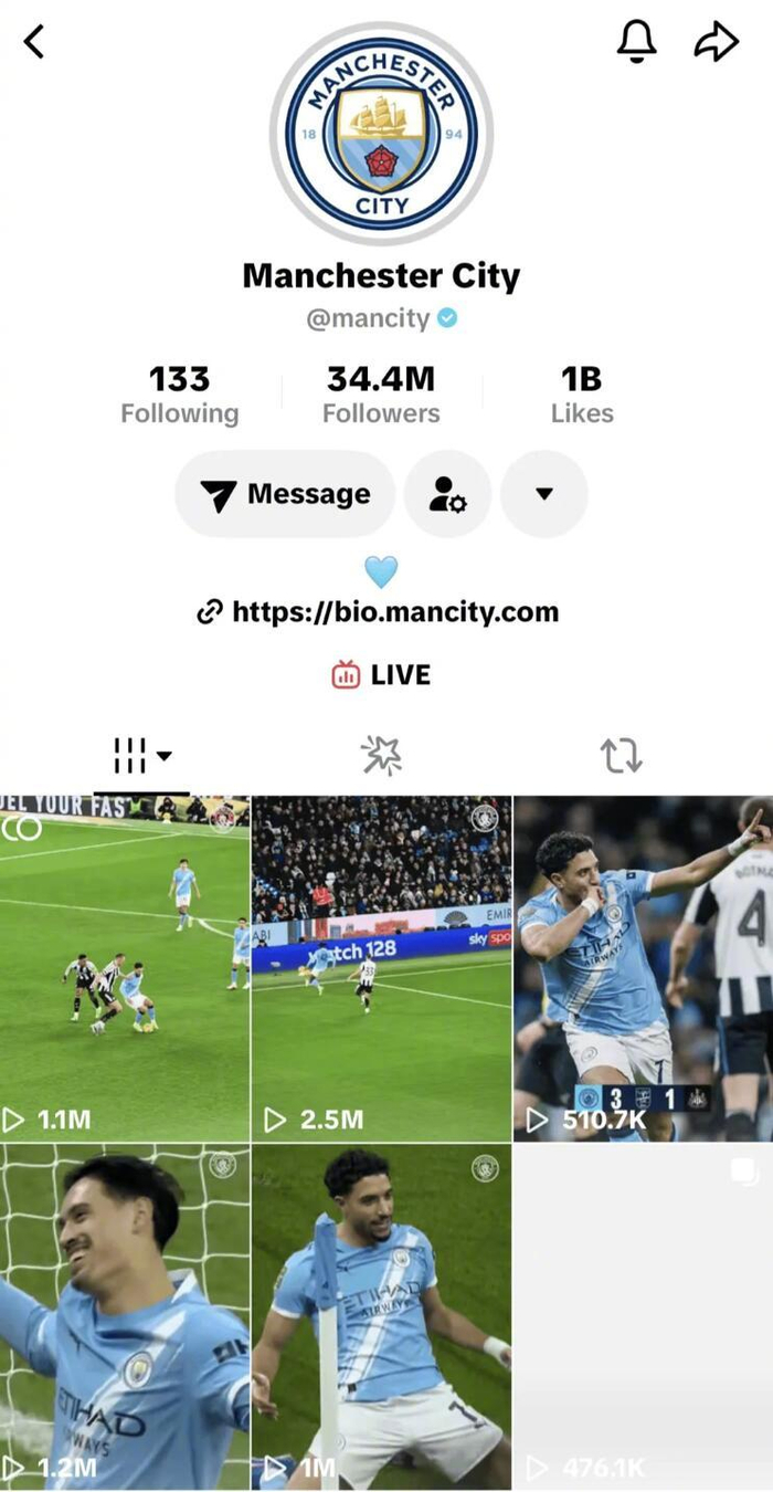 b体育-曼城TikTok点赞破10亿创俱乐部纪录|官方|账号_新浪体育_新浪新闻